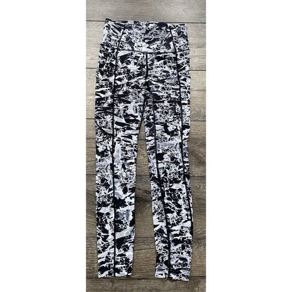 Lululemon Fast Free 7/8 Tight Leggings Black Gray Size 4 - Picture 1 of 4